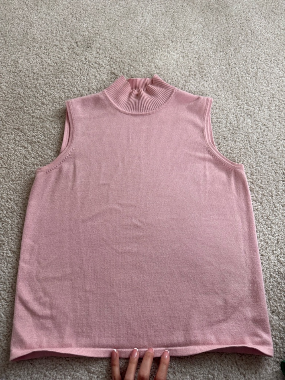 White Stag Blush Pink Ribbed Mock Neck Tank